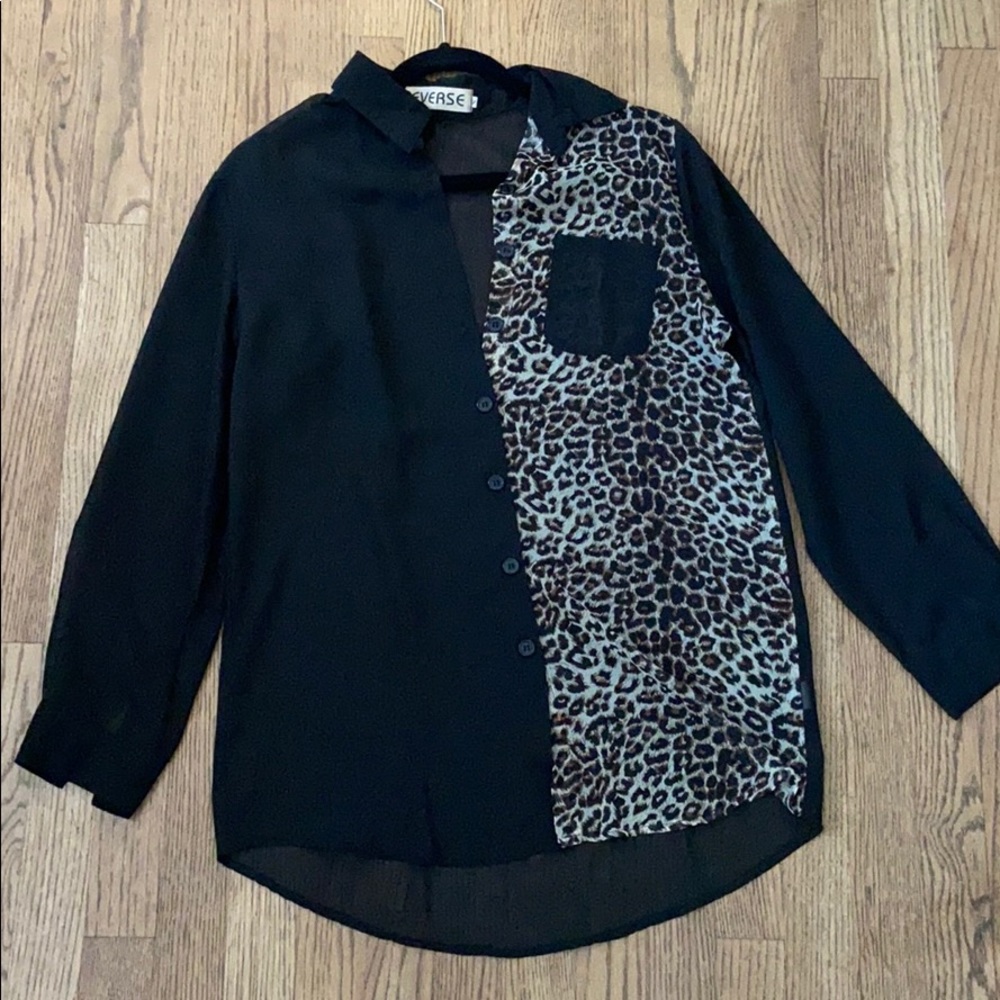 Sheer leopard print blouse